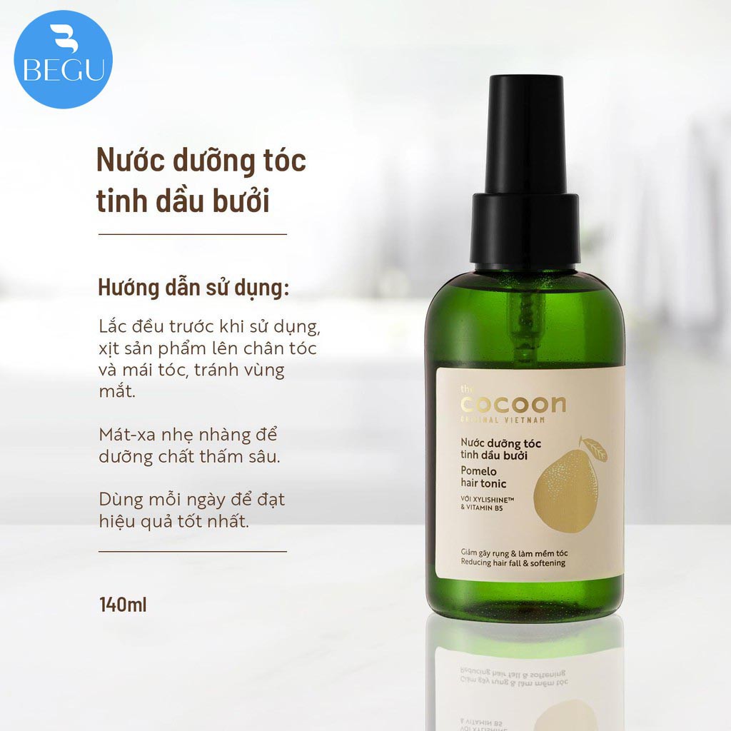 Xịt Dưỡng Tóc Tinh Dầu Bưởi Cocoon (Pomelo Hair Tonic) Phục Hồi Tóc Và Kích Thích Mọc Tóc 140ml - Begu