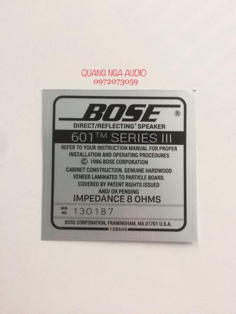 💎💎 Tem Hậu Bose 601 III (giá 2 chiếc - 1 đôi loa)
