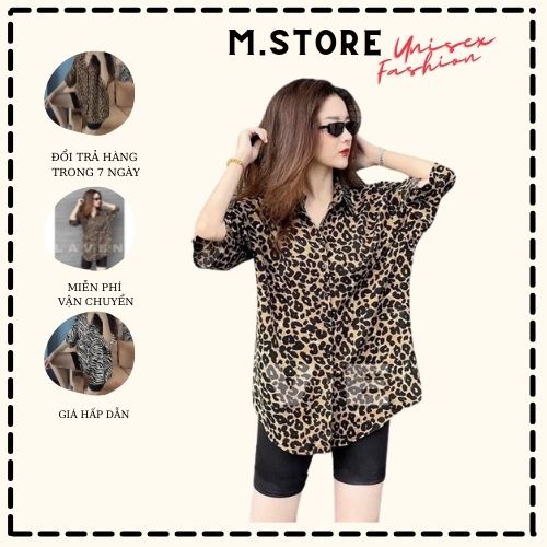 Set Bộ Áo Sơ Mi Hoạ Tiết Da Báo, Ngựa Vằn Chất Lụa Mềm Cá Tính +Quần Legging Co Dãn Có Ảnh Thật+Video M.Store