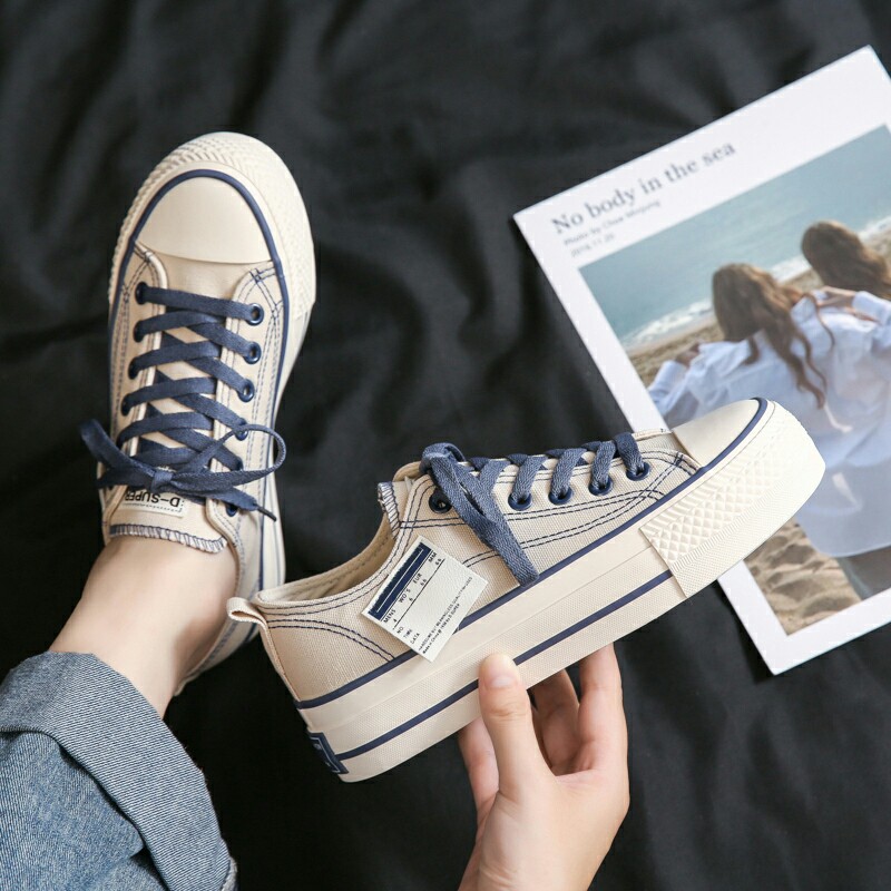 Giày thể thao nữ sneaker  FREESHIP  độn đế vải Jeans mác mã vạch độn đế hot 2021 X68