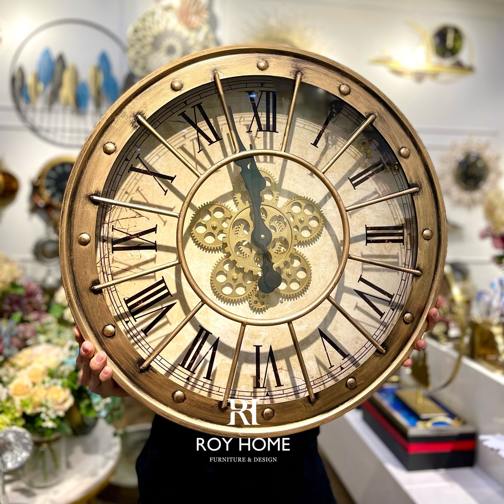 Đồng hồ treo tường bánh răng chuyển động phong cách vintage mã GTCM16009