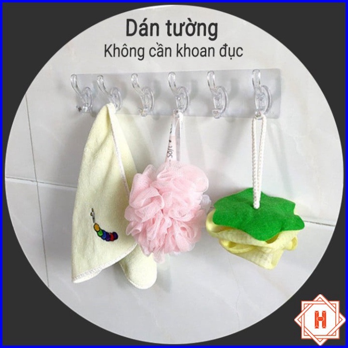 Thanh Treo Đồ Dán Tường 6 Móc Liền Mạch Trong Suốt Siêu Chắc Chắn