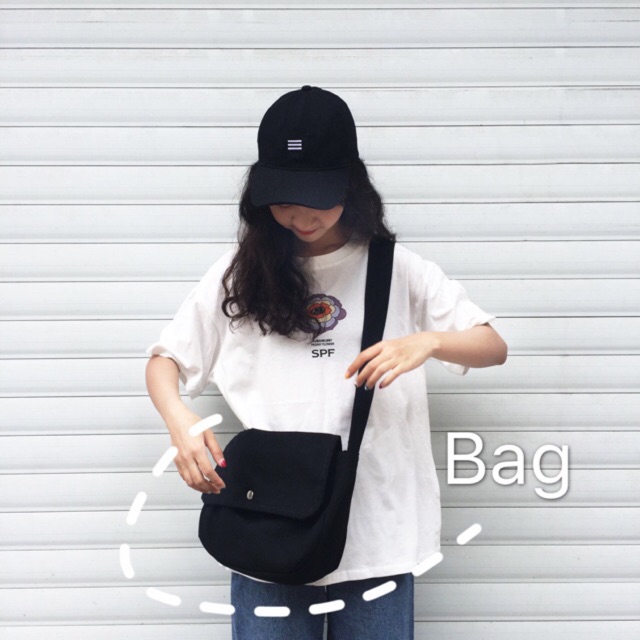 [ẢNH THẬT/CÓ SẴN]-Túi Tote Vải Canvas Đeo Chéo Dáng Unisex Vừa Sách Vở