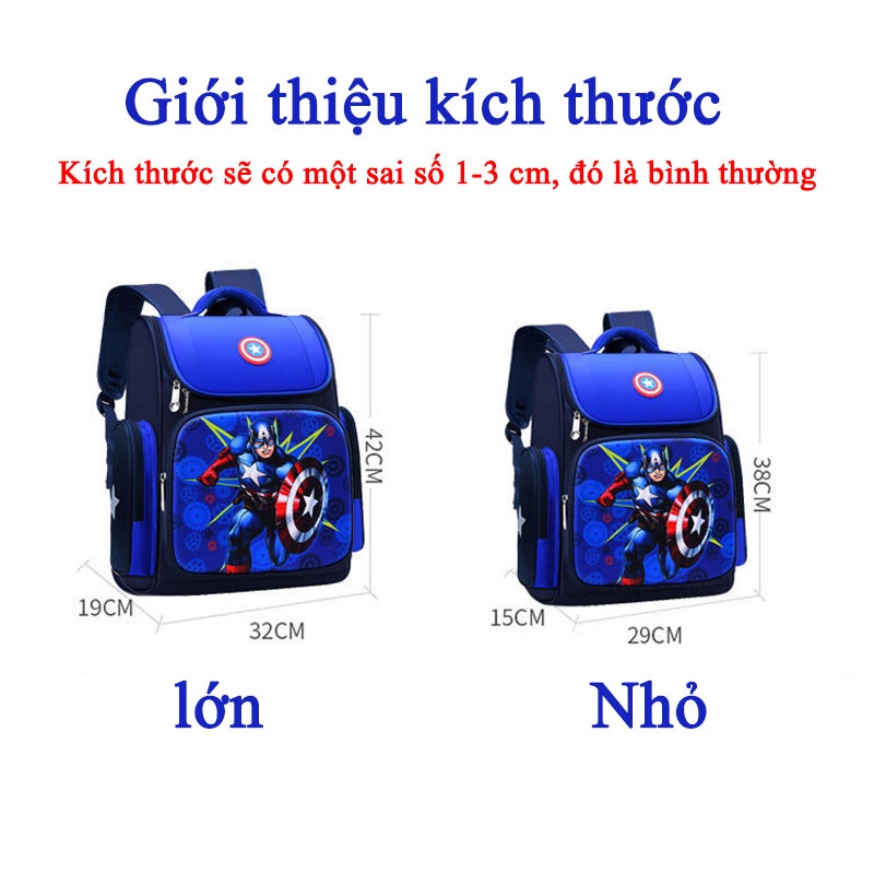 Balo chống gù cho bé in hình người nhện siêu nhân, đội trưởng