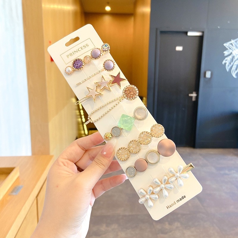 Set kẹp tóc hình ngôi sao đính đá lấp lánh