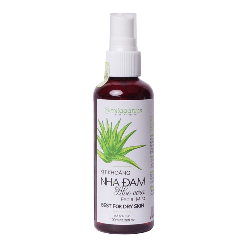 Xịt khoáng nha đam cấp ẩm và làm dịu da tức thời Milaganics (100ml/ chai) | BigBuy360 - bigbuy360.vn