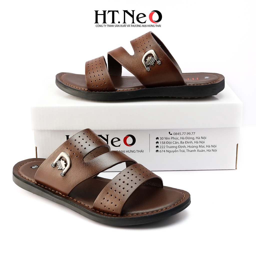 Sandal nam HT.NEO 100% da bò mềm mại, đế cao su nguyên khối, khâu may chân quai siêu chắc chắn SD134