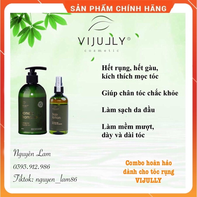 [CHÍNH HÃNG] Combo Hoàn Hảo Dành Cho Tóc Rụng Dầu Gội + Tinh Dầu Bưởi VIJULLY