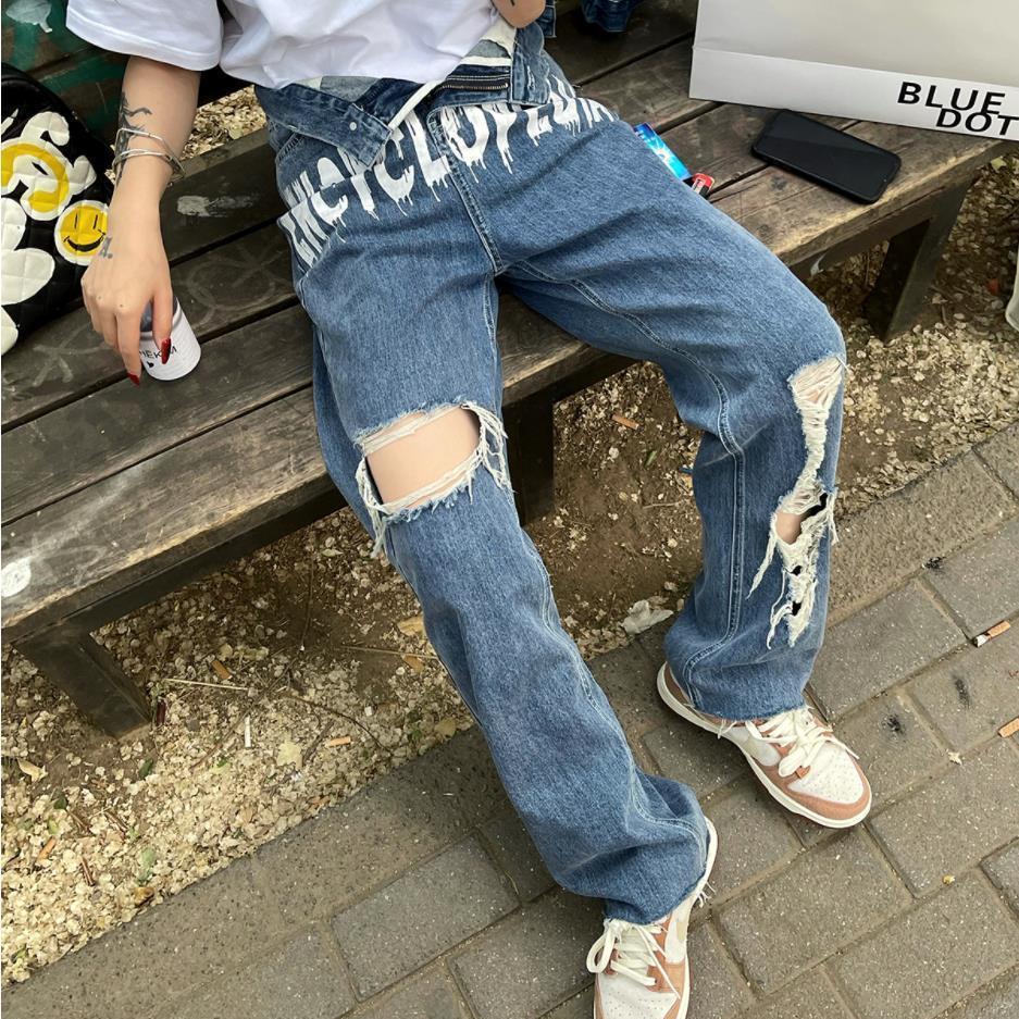 ☍✣◎Quần Jeans Nữ Lưng Cao Dáng Rộng Phong Cách Thời Trang Mới