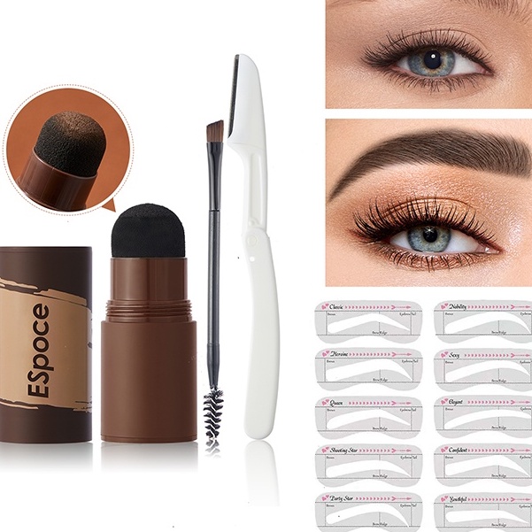 Bộ mỹ phẩm Pudaier dùng để trang điểm lông mày 70g Bộ thẻ kẻ mày + Scraper + Son môi