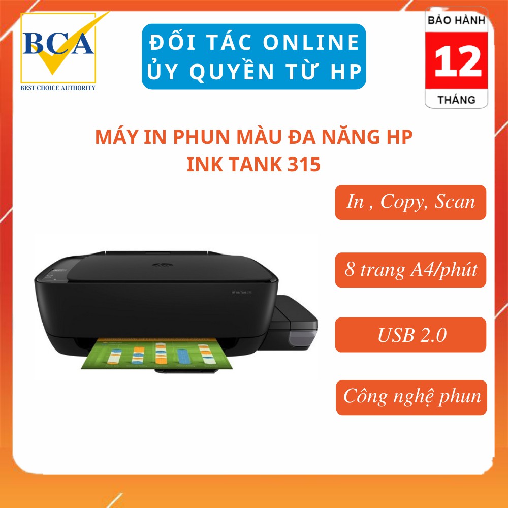 Máy in phun đa năng HP Ink Tank 315 (In, Copy, Scan) _ Z4B04A