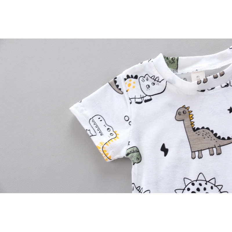 Set áo thun thay ngắn cotton in hình hoạt hình và quần cho bé 0-5 tuổi