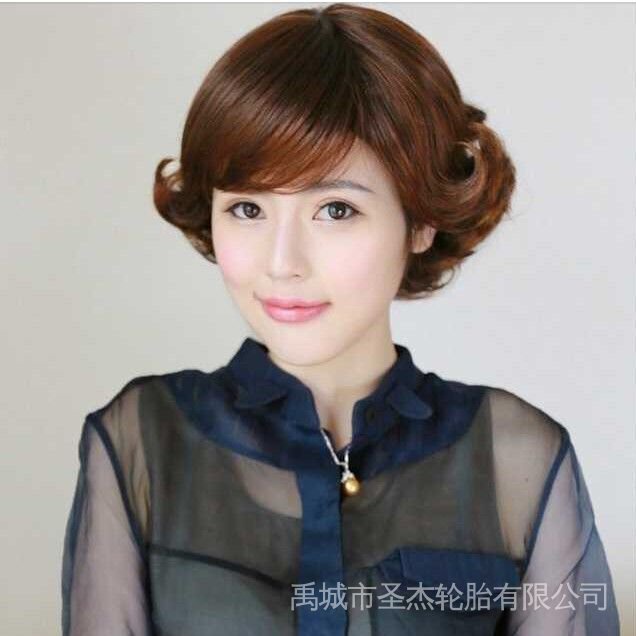 Bộ Tóc Giả Ngắn Xoăn Phong Cách retro Cho Phụ Nữ Trung Niên 8 / 2