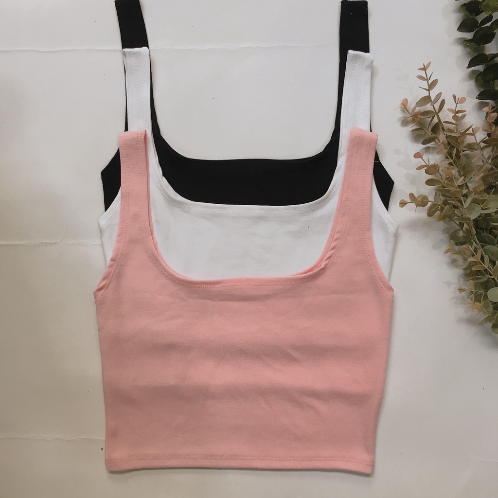 ÁO SÁT NÁCH BA LỖ CROPTOP A4-SNN - Áo hai dây to cổ vuông