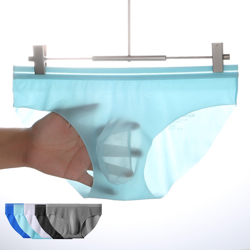 Quần Lót Lụa Lạnh Không Đường May Lưng Thấp Thoáng Khí Dành Cho Nam