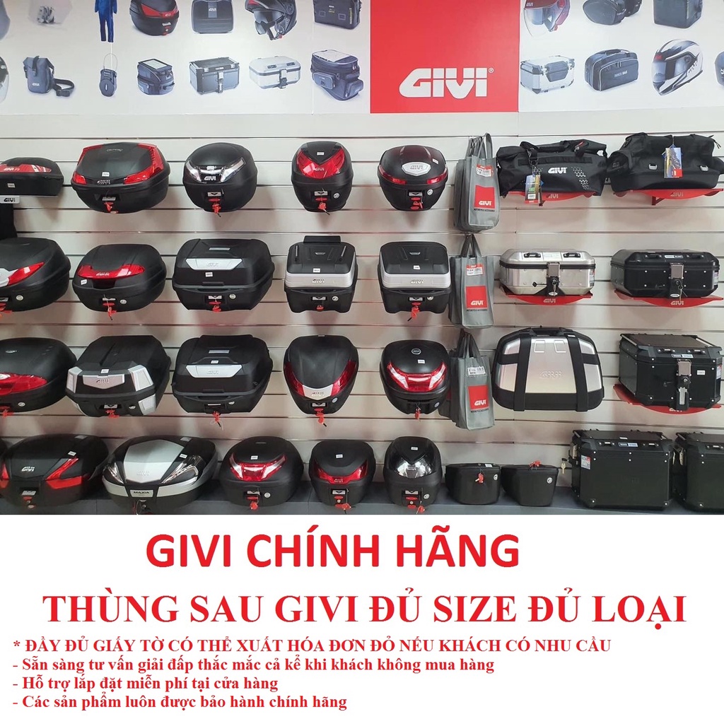 Thùng Givi Thùng Sau Xe Máy Givi Tặng Đế Gắn Chính Hãng Bảo Hành 2 Năm Khuyễn Mãi Nhiều Miễn Phí Lắp Đặt