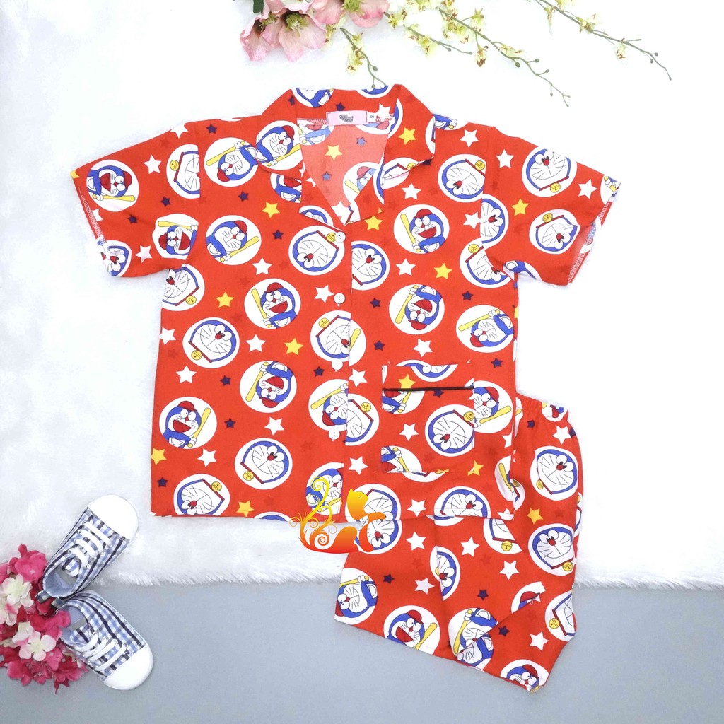 Đồ Mặc Nhà &quot;Chú mèo máy - Bóng chày&quot; Pijama Kate Thái - Cho Bé 16kg - 38kg.