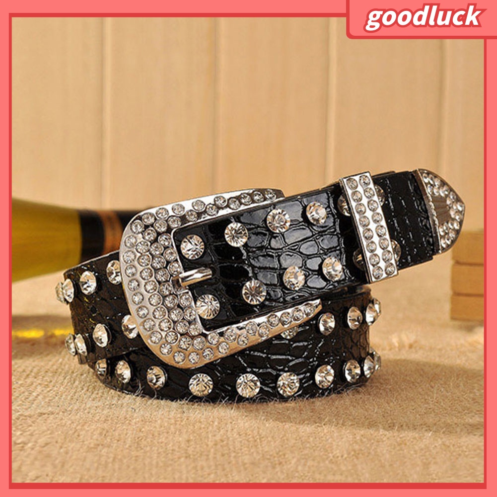 Dây nịt giả da có đính đá cho nữ