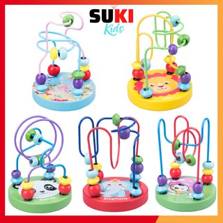 Đồ Chơi Gỗ Thông Minh Montessori Cho Bé Bộ Luồn Hạt Mini Xếp Hình Giáo Dục Sớm Trẻ Em Suki Kids DC-L19