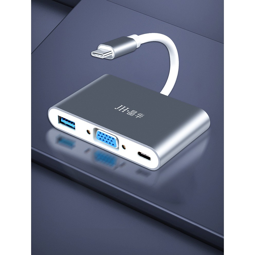 Cáp chuyển Usb Type-c ra VGA, USB 3.0, PD 60w cho Dell Xps, Macbook - Jinghua Z334