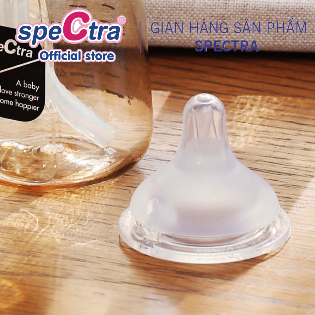 Hộp 2 núm ti silicone cổ rộng Spectra - phụ kiện cho bình sữa Hàn Quốc