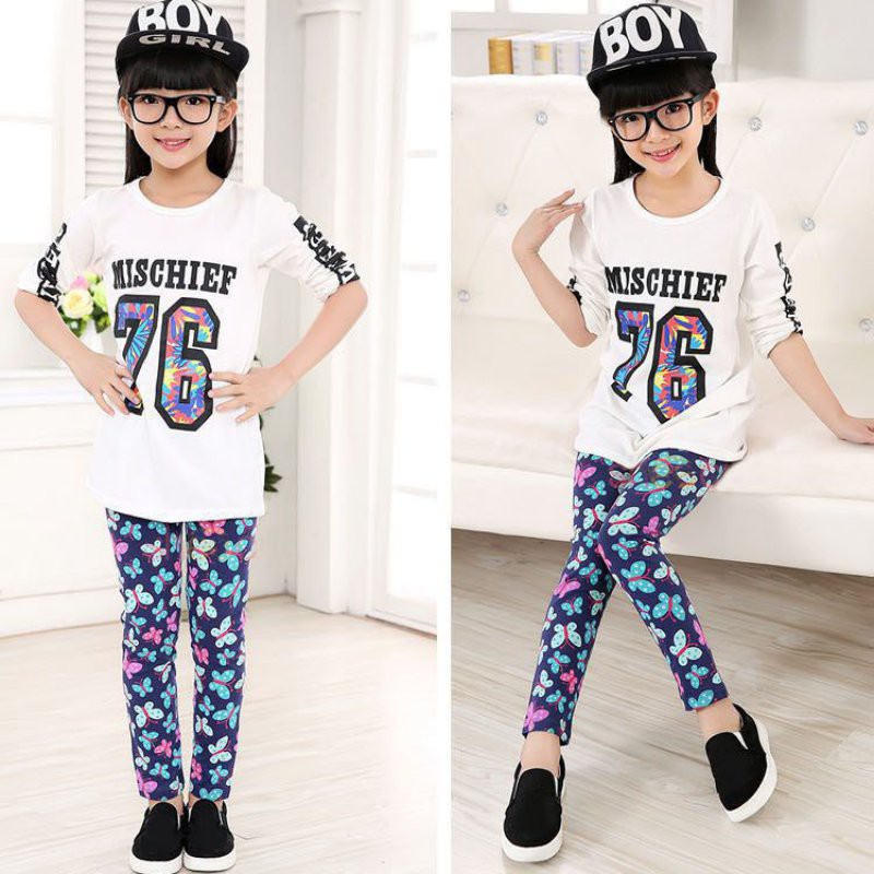 Quần legging dài co giãn in hoa dễ thương cho bé gái