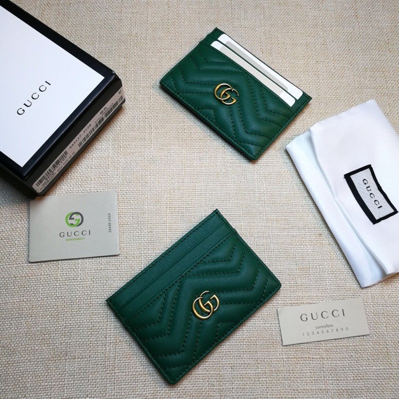 ví bóp đựng thẻ logo chữ G đôi đính mặt da cao cấp gucci GC GG