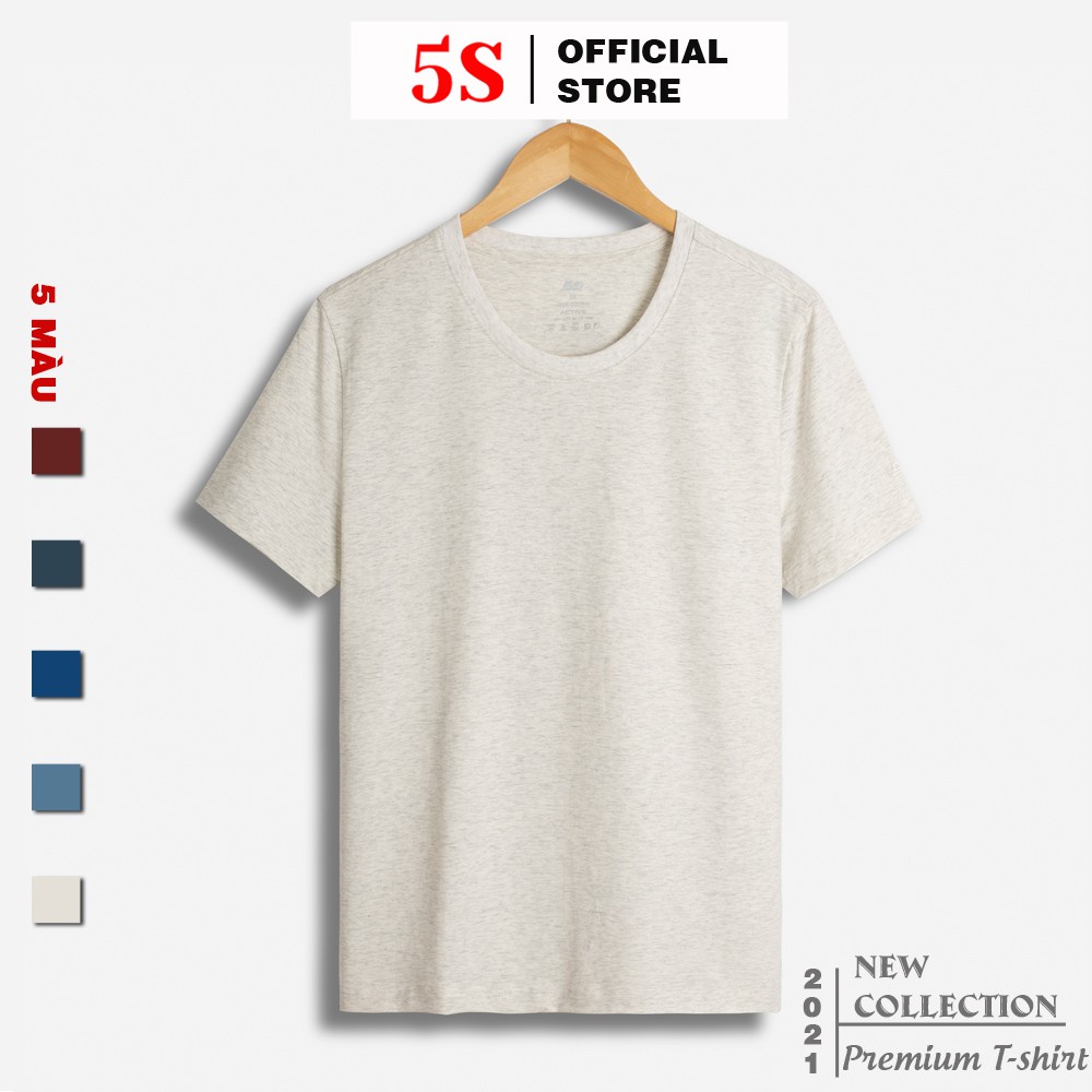 Áo Phông Nam Cổ Tròn 5S (5 màu), Chất Thun Melang Muối Tiêu Cao Cấp, Mềm Mại, Siêu Mát (TSO21023)