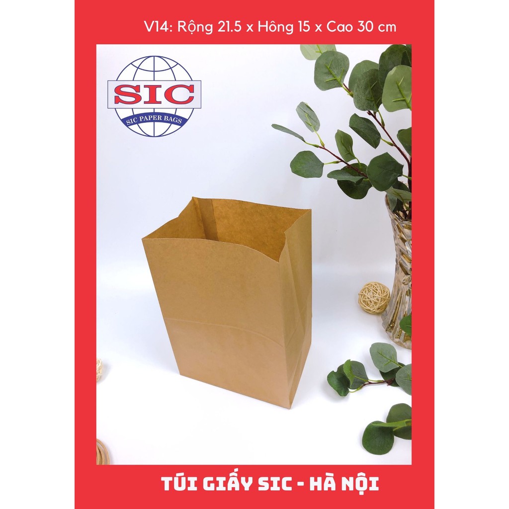 [SET 10 CHIẾC] TÚI GIẤY KRAFT V14: 21.5x15x30 cm KHÔNG QUAI ( ẢNH THẬT)