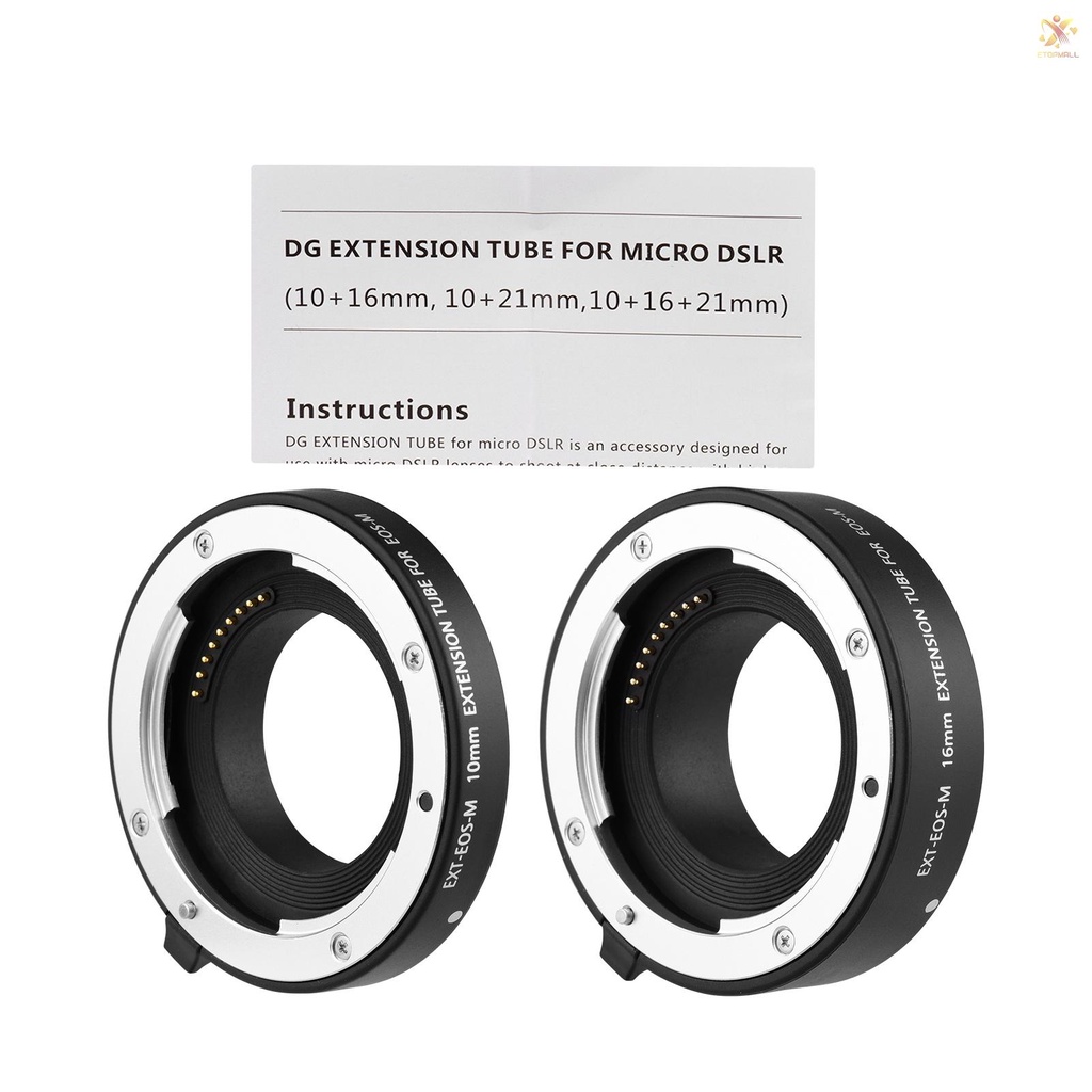 ET DG-EOS M Automatic Extension Tube 10mm and 16mm Auto Focus for  EF-M Mount Series Mirrorless Camera and Lens