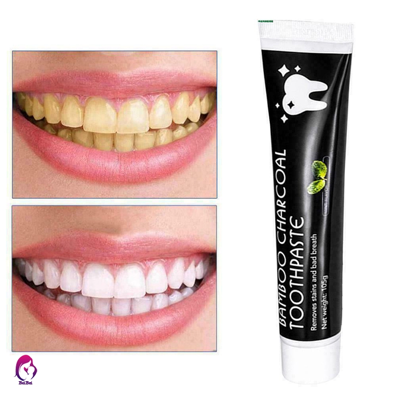 【Hàng mới về】 Bamboo Charcoal Toothpaste Teeth Whitening Black Removes Stains Tooth Care