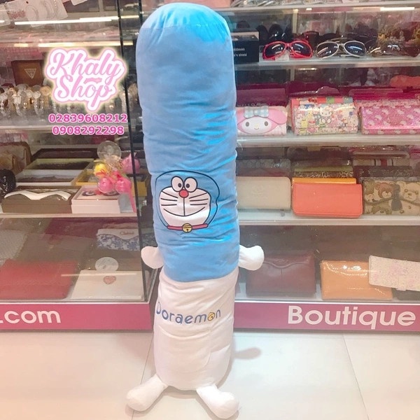 Thú nhồi bông gối ôm dài 1m hình Doremon màu trắng xanh siêu đáng yêu cho bé trai, bé gái - (100x20cm) - 520DO01M200