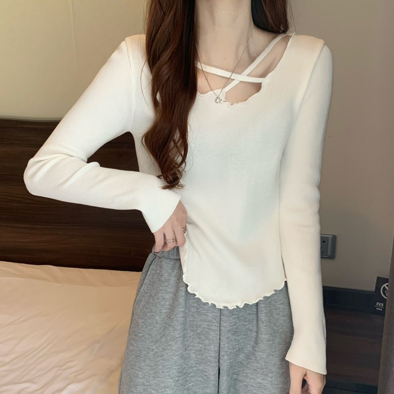 Áo ZHELIHANGFEI dệt kim tay dài thiết kế độc đáo phong cách cá tính cho nữ