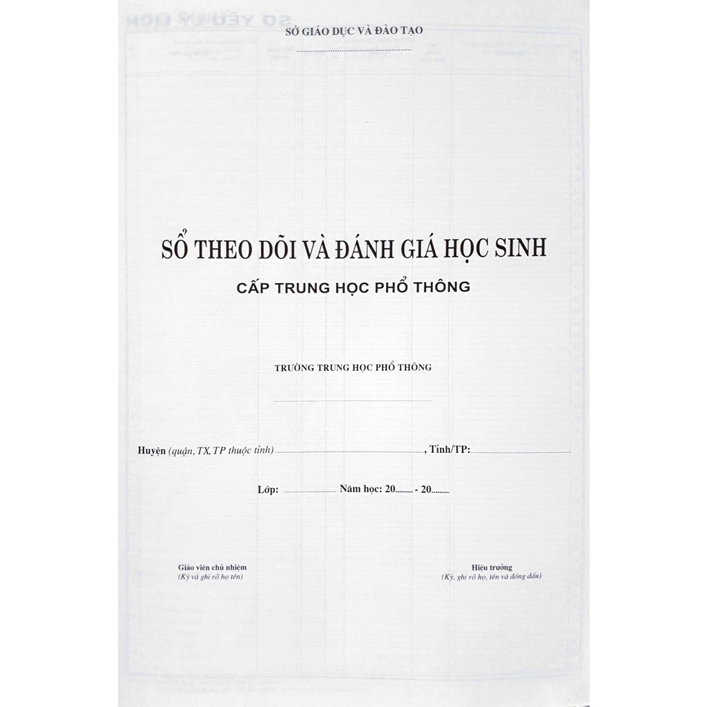 Sách Sổ Theo Dõi và Đánh Giá Học Sinh cấp Trung Học Phổ Thông