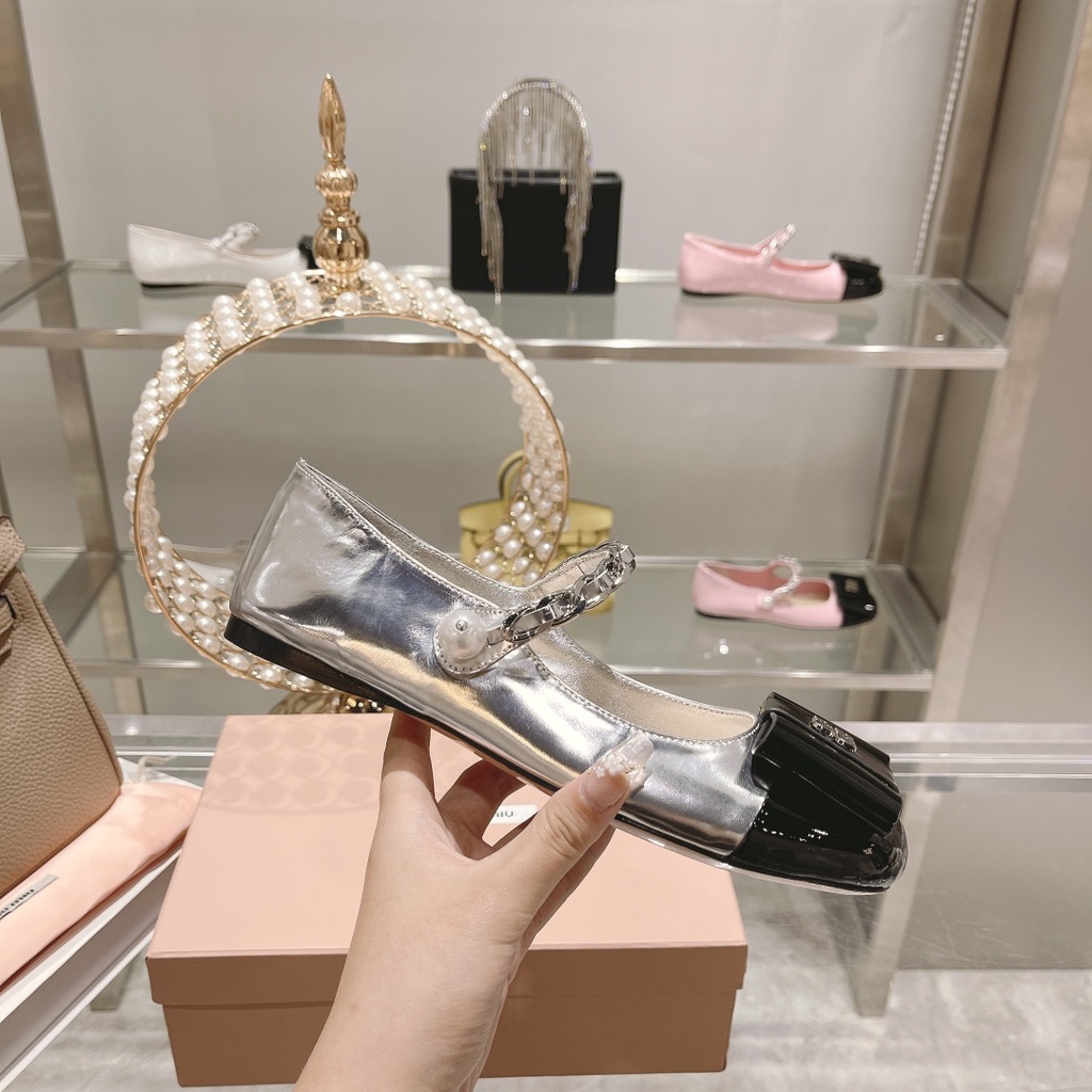 Giày búp bê nữ da thật thời trang cao cấp Miu Miu phong cách trẻ trung, thu hút