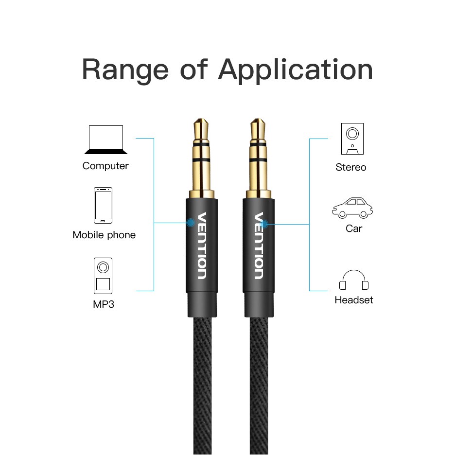 Dây Cáp Nối Dài Tai Nghe Vention Jack 3.5mm Cho Điện Thoại Mp3 Xe Hơi