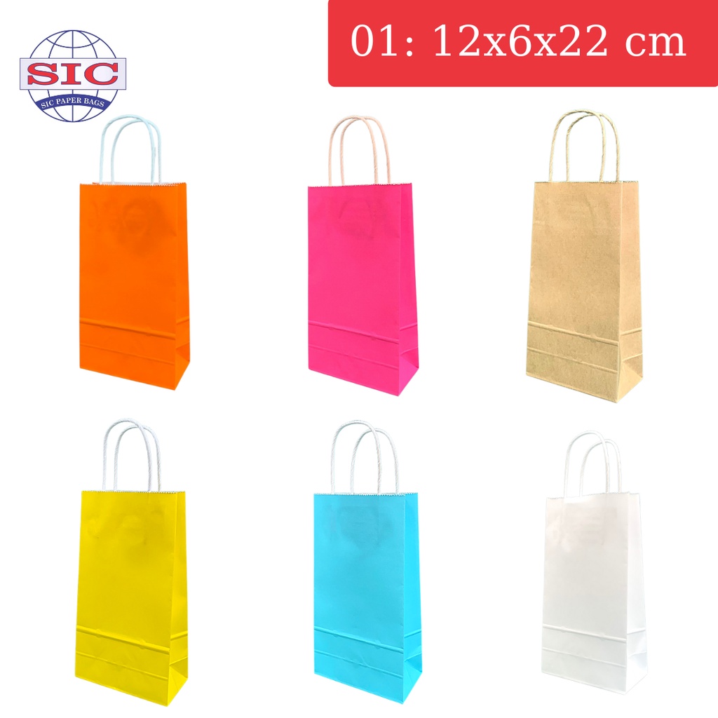 Túi giấy Kraft Nhật Bản in màu đựng quà tặng 01:12x 6 x22 cm có quai