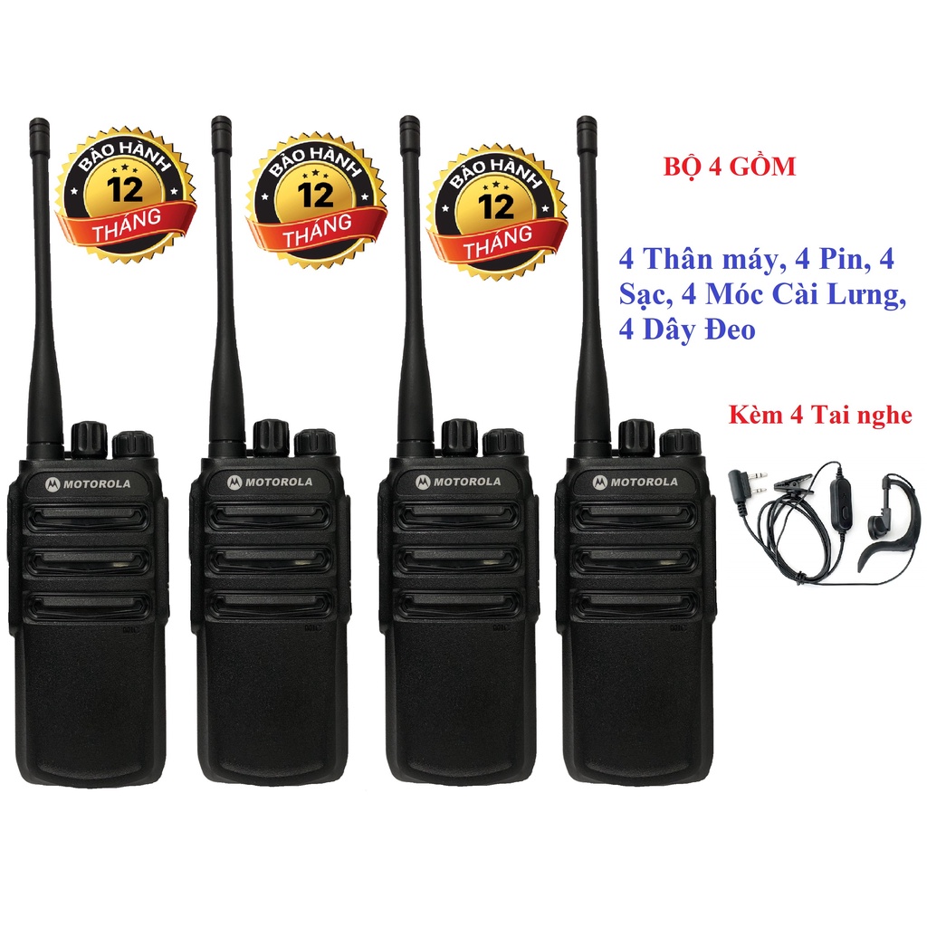 Bộ 4 Bộ đàm Moto CP838 (Siêu bền, Loa chống từ tính, Pin dung lượng lớn, cự ly liên lạc xa)
