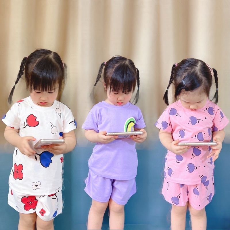 COMBO 2 BỘ HOA NHÍ COTTON CHO BÉ GÁI