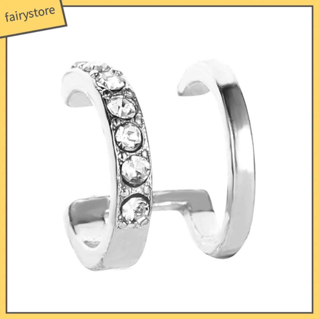 Khuyên tai không xỏ hai tầng đính đá thời trang nữ