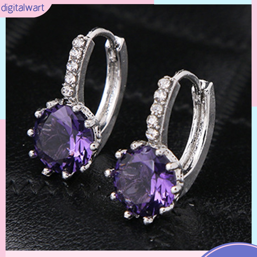 Khuyên tai tròn đính đá Zirconia thời trang cho nữ