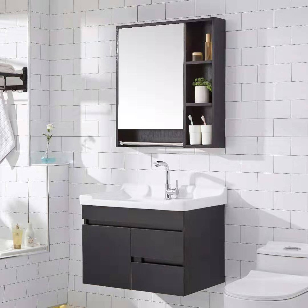 Tủ phòng tắm kiểu Bắc Âu kết hợp hiện đại đơn giản, chậu rửa bằng gỗ nguyên khối nhà vệ sinh trang điểm | BigBuy360 - bigbuy360.vn