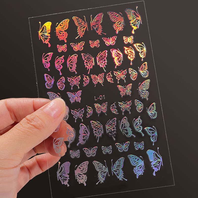 (Hàng Mới Về) Set 12 Tấm Nhãn Dán Trang Trí Móng Tay Tự Làm Hình Bướm 3d Dành Cho Nữ