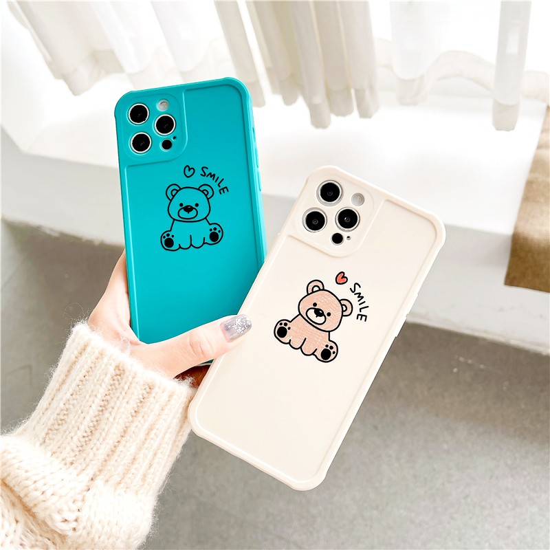 Ốp lưng iphone Smile Bear cạnh vuông in hình viền 5/5s/6/6plus/6s/6splus/7/7plus/8/8plus/x/xs/11/12/pro/max/plus/promax | BigBuy360 - bigbuy360.vn