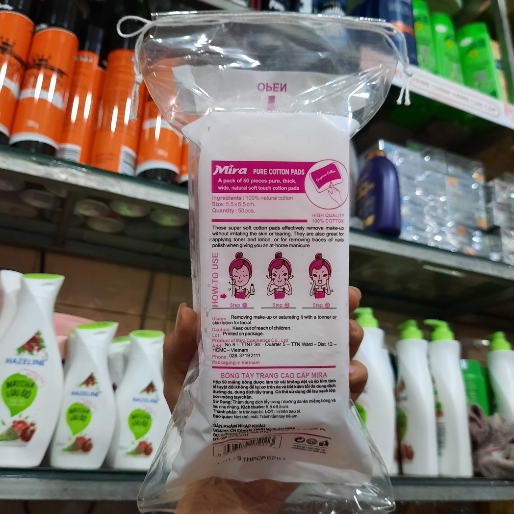 Bông tẩy trang Mira Pure Cotton Pads (50 miếng)