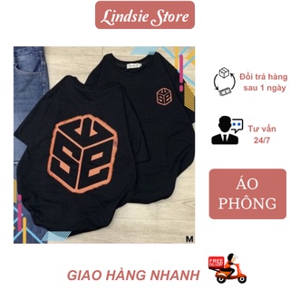Áo Thun Đen Hình Hộp Cam, Áo Phông Tay lỡ Nam, Nữ kiểu dáng đơn giản, chất cotton mịn mát 🍀Lindsie Store🍀