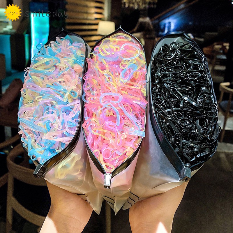 Set 1000 Dây Thun Buộc Tóc Nhiều Màu Sắc Dễ Thương Thời Trang