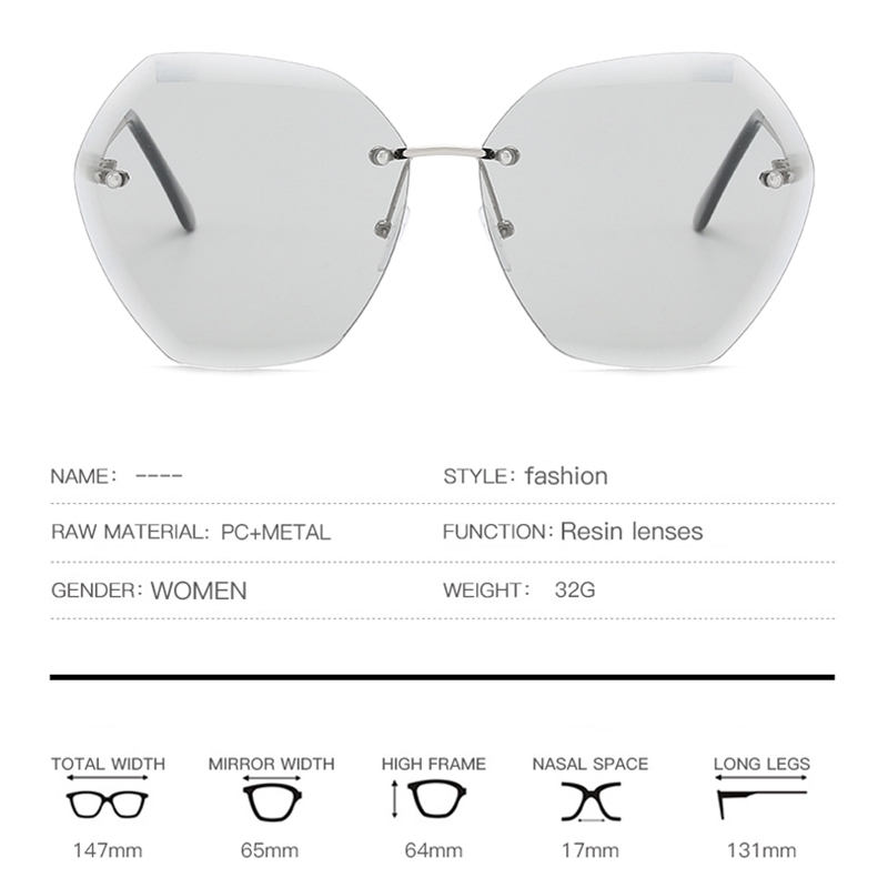 Kính Mát Không Gọng Màu Kẹo Gradient Thời Trang Cho Nữ | BigBuy360 - bigbuy360.vn