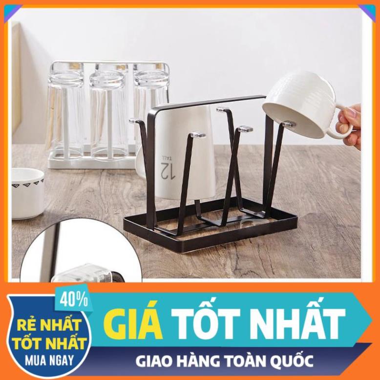Khay úp ly cốc 💕XẢ TỒN💕 Giá úp 6 ly, Giá úp cốc inox cao cấp sang trọng 20x16.5x13cm 9403