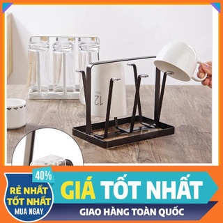 Khay úp ly cốc 💕xả tồn💕 giá úp 6 ly, giá úp cốc inox cao cấp sang trọng 20x16.5x13cm 9403